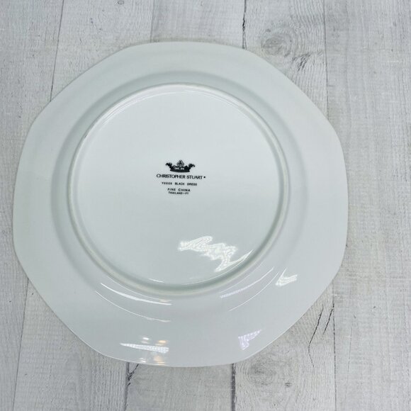 Christopher Stuart BLACK DRESS Y009 China Octagonal Gold Trim Dinner Plate Set 3 - Picture 3 of 14